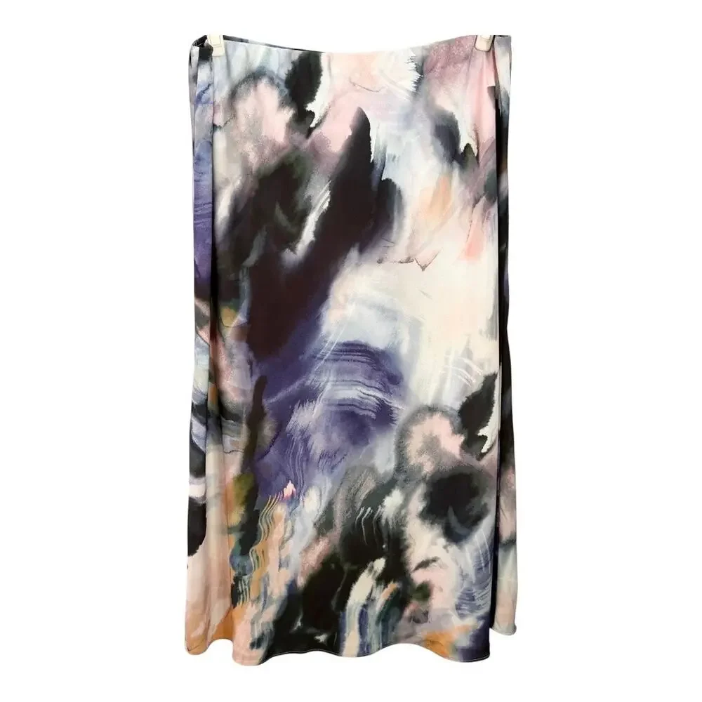 NWOT City Chic Abstract Dazed Satin Midi Skirt - Size 20 - Picture 3 of 11